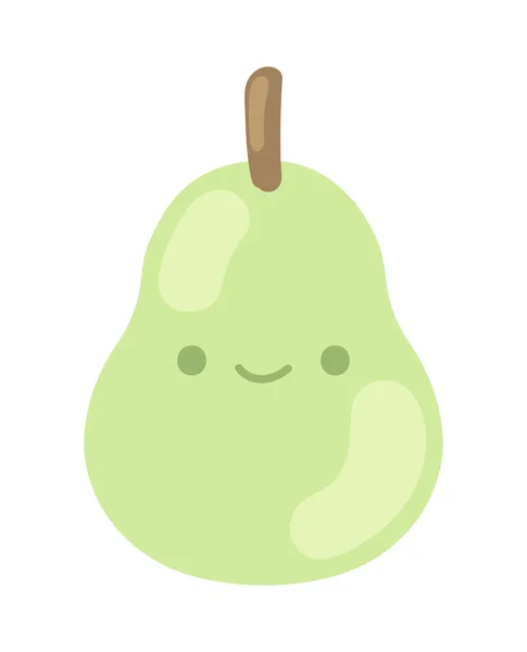 Pear Kawaii Fruit Icon Isolated — Stock Vector