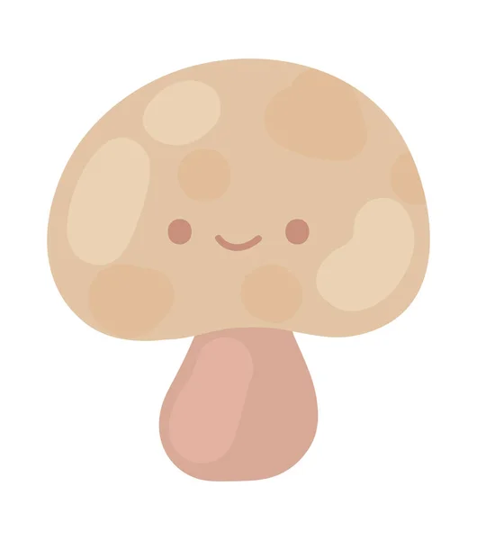 Mushroom Kawaii Vegetable Icon Isolated — Stock Vector
