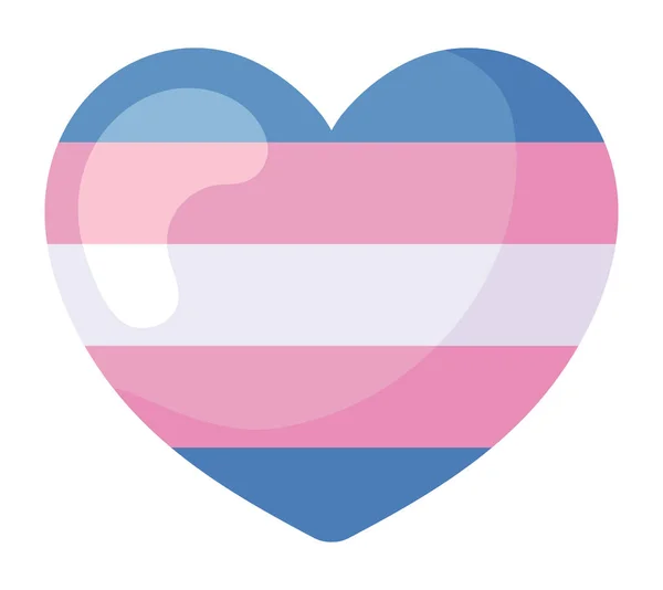 Bandera Transgénero Corazón Orgullo Día Icono Aislado — Vector de stock