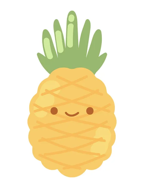 Ikona Owoców Kawai Ananasowych Izolowana — Wektor stockowy