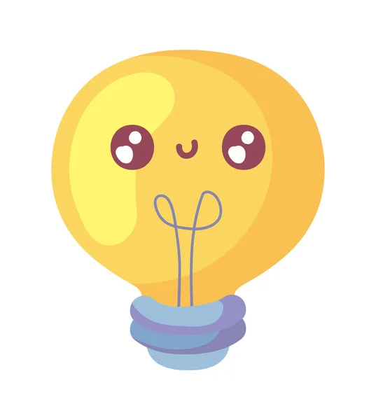 Light Bulb Kawaii Icon Isolated — Stock Vector