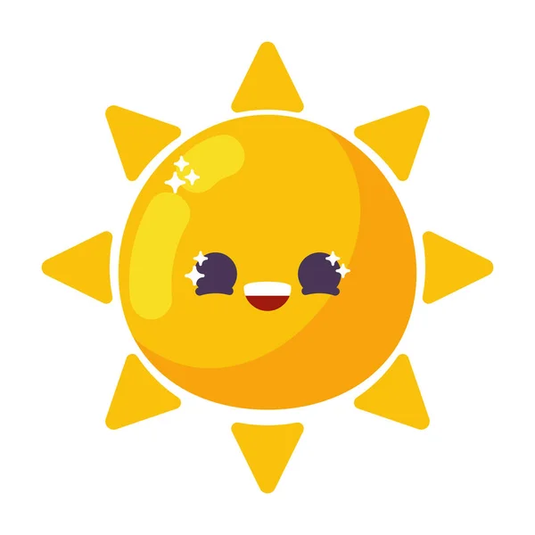 Güneş Emoji Kawaii Simgesi Izole — Stok Vektör