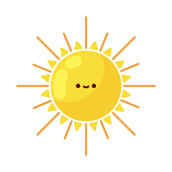 Sonne Sommer Kawaii Symbol Isoliert — Stockvektor