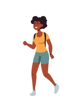 Güzel kadın yürüyen aktivite simgesi izole edildi