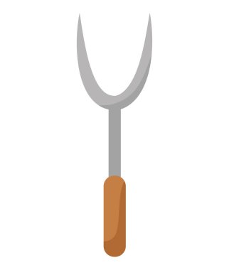 Metalik mutfak çatalı simgesi izole edildi