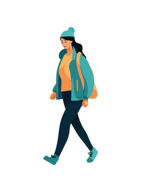 Karakter çizgi filmi genç kadın ikonu izole edildi