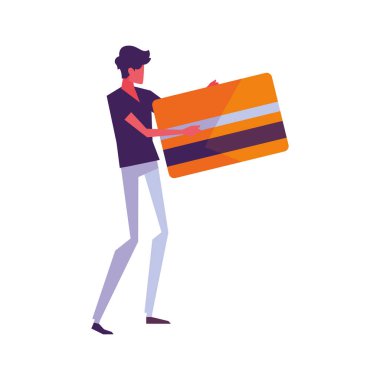 Başarılı adam banka kartı simgesini izole etti