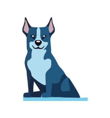 Küçük teriyer neşeli ikon izole bir şekilde oturuyor