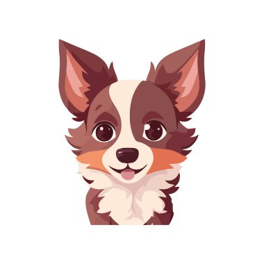 Şirin küçük teriyer başı mutlu bir ikon izole edilmiş gülümsüyor.