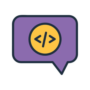 Modern konuşma balonu kodlama simgesi izole edildi