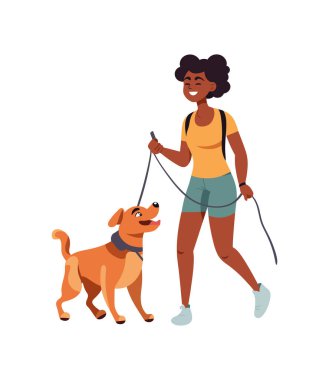 Sahibi olan yürüyen köpek yavrusu saf mutluluk ikonunu izole ediyor.