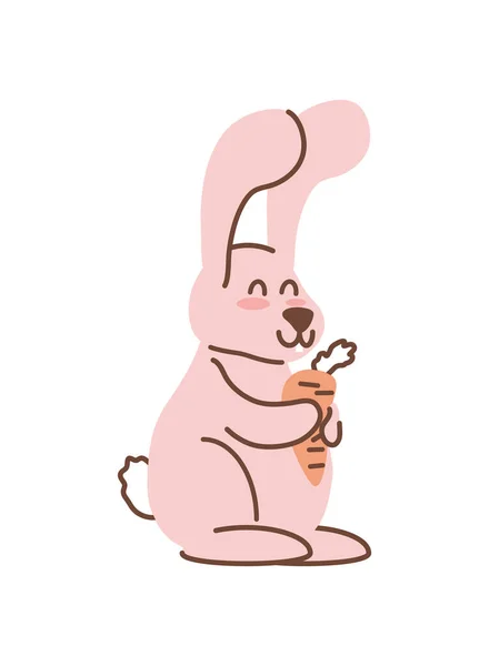Милий Талісман Кролика Тримає Моркву Ізольовану — стоковий вектор