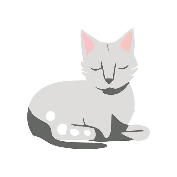 分离背景图标上的毛绒绒卡通猫 — 图库矢量图片