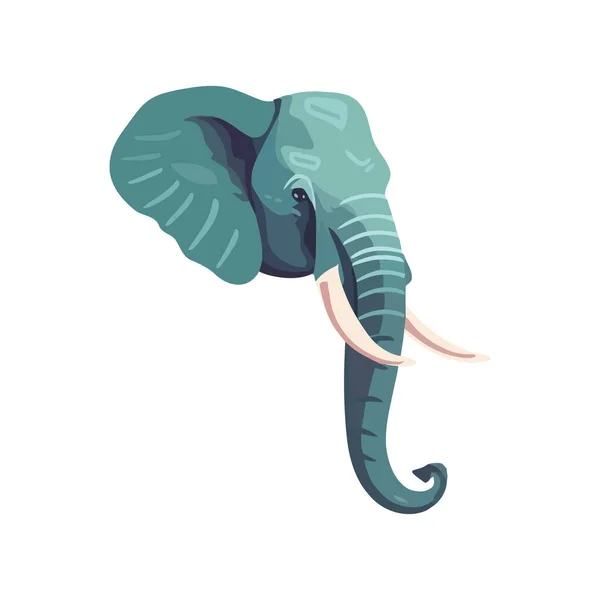 Vida Silvestre Elefante Animal Cabeza Icono Aislado — Vector de stock