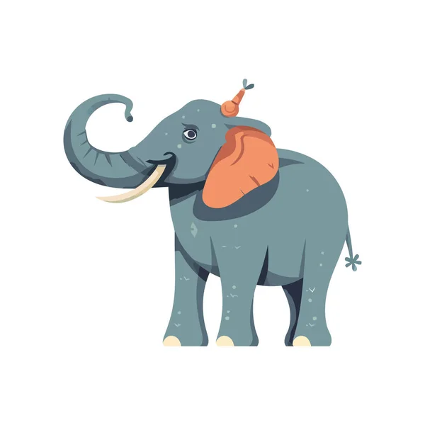 Smiling Cartoon Elephant Joyfully Icon Isolated — Stock Vector