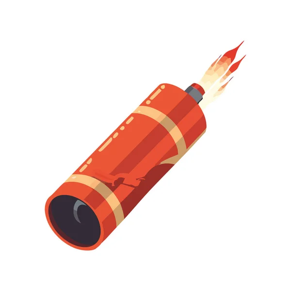 Explosive Fuse Burns Dynamite Danger Icon Isolated — Stock Vector