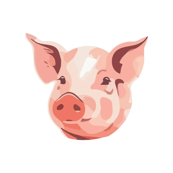 Cute Piglet Head Animal Icon Isolated — Stock Vector
