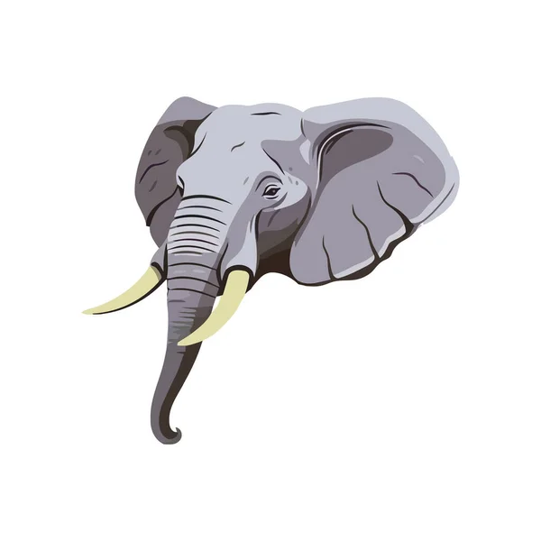 Cute Elephant Mascot Head Icon Isolated — Stock Vector