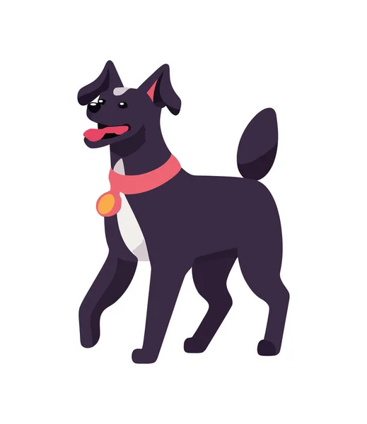 Cute Purebred Dog Walking Cheerful Icon Isolated — Stock Vector
