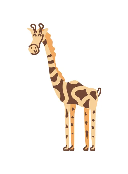 Girafe Debout Grande Icône Animale Isolé — Image vectorielle