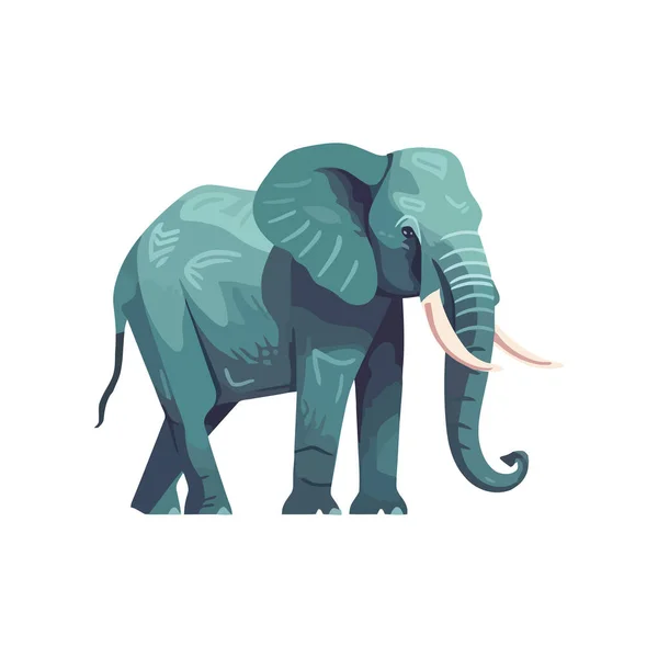 Animal Character Walking Africa Wildlife Elephant Icon Isolated — Stock Vector