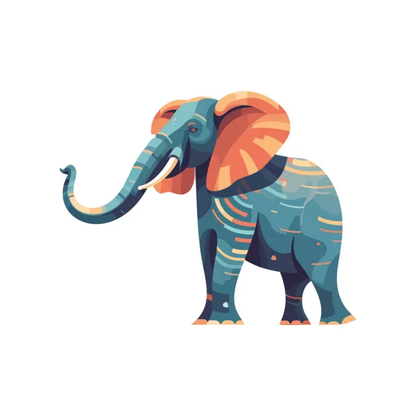 Lindo Elefante Mascota Icono Dibujos Animados Aislado — Vector de stock