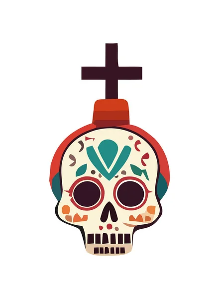 十字架と頭蓋骨は孤立した不気味なアイコンを飾る — ストックベクタ
