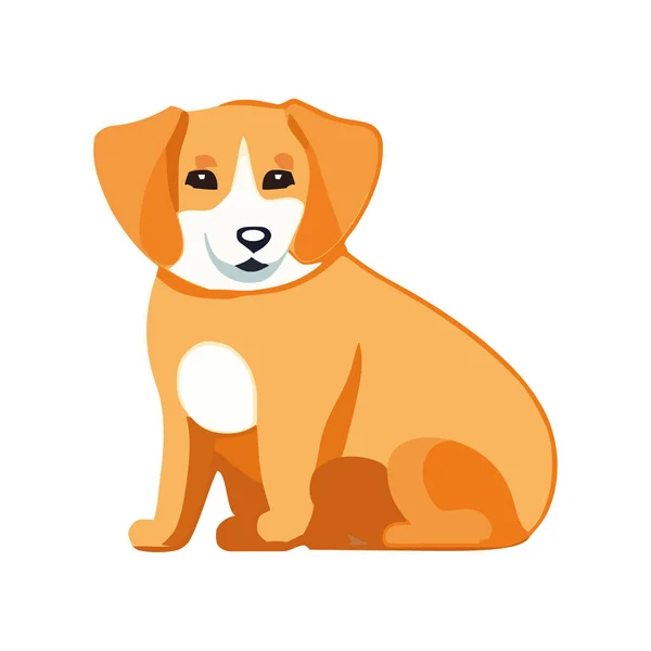 Lindo Cachorro Sentado Icono Aislado Diseño — Vector de stock
