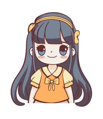 Tatlı chibi kız simgesi izole