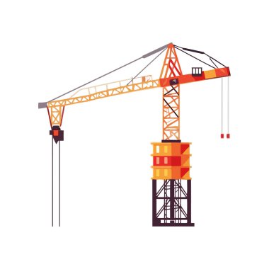Sarı turna, inşaat alanı simgesinden çeliği alıyor.