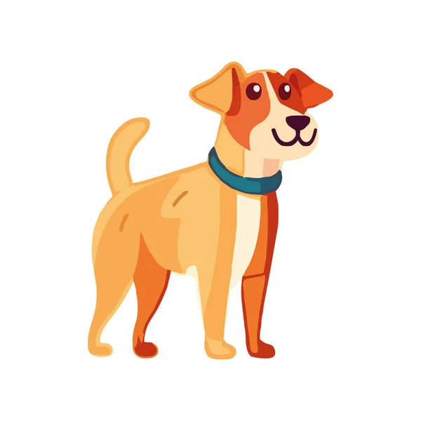 Lindo Cachorro Perro Sonriendo Pie Icono Aislado — Vector de stock