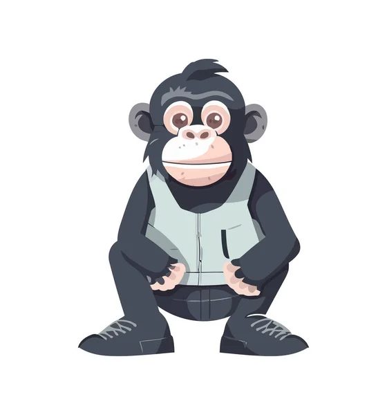 可爱的猴子宝宝与衣服图标隔离 — 图库矢量图片