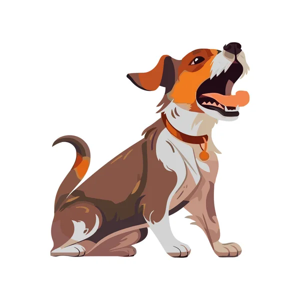 Joyeux Terrier Assis Langue Hors Icône Isolé — Image vectorielle