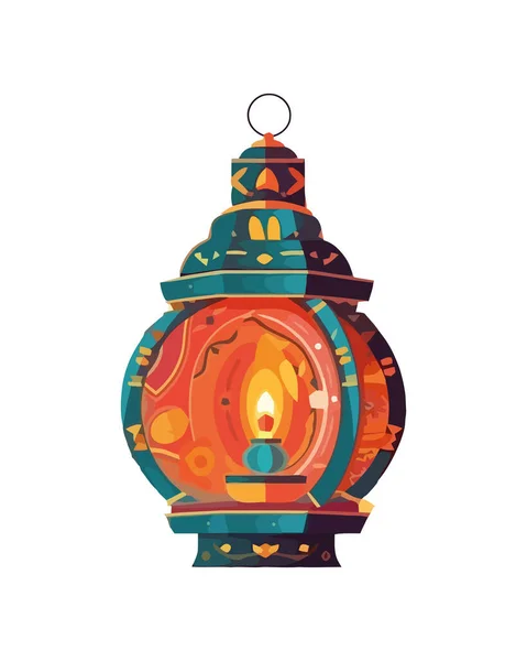 Shining Candle Glowing Lantern Icon Isolated — Stock Vector