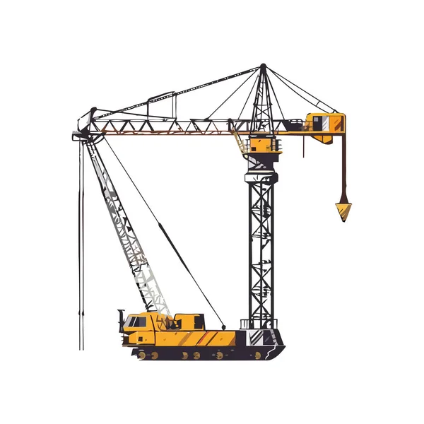 Heavy Crane Picking Steel Construction Site Icon Isolated — Stock Vector