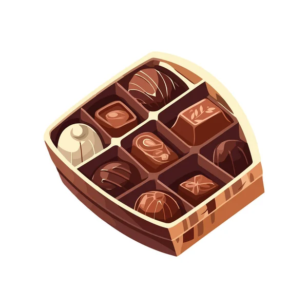 Linda Caja Chocolate Icono Sobre Fondo Blanco Aislado — Vector de stock