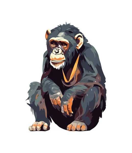 Małpa Naczelne Zwierzę Ikona Izolowane — Wektor stockowy