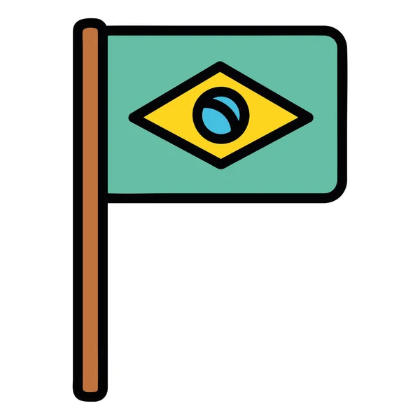 Vlaggenonderdaan Van Brazilië Pictogram Geïsoleerd — Stockvector
