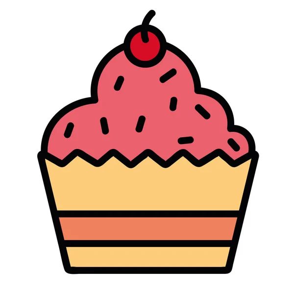 Bonito Cupcake Horno Simbolizan Icono Celebración Aislado — Archivo Imágenes Vectoriales