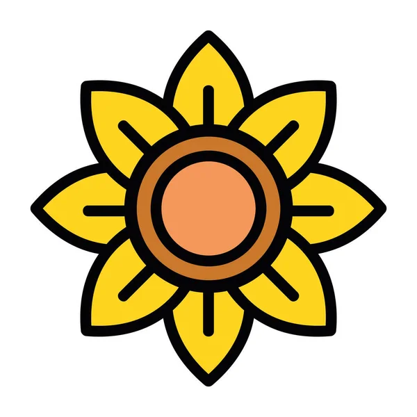 Bright Summer Sunflower Illustration Icon Isolated — Stock Vector