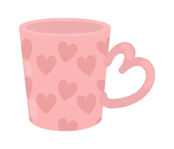 Pink Coffee Mug Icon Isolated — Stock Vector