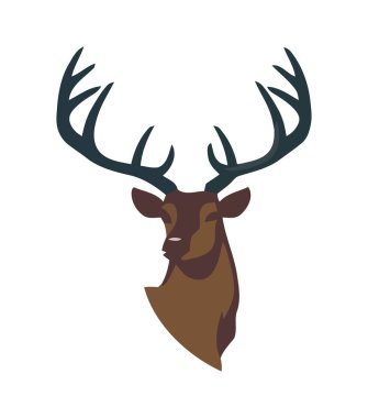 Boynuzlu geyik başı, izole vektör tasarımı simgesi