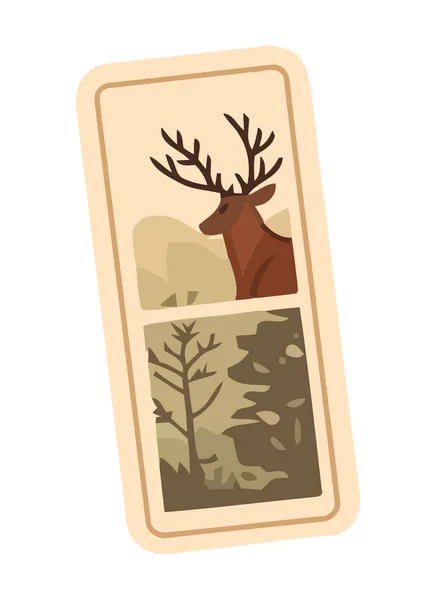 Cerf Mignon Dans Forêt Hiver Icône Illustration Vectorielle Isolé — Image vectorielle