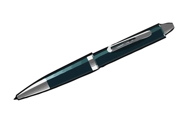 Metallic Ballpoint Pen Creates Signature Icon Isolated — Stock Vector