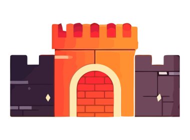 Ortaçağ kalesi, eski tuğla duvar simgesi izole edilmiş.