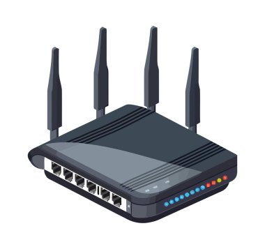 Kablosuz yönlendirici internet erişim simgesi için ekipmanı bağlar