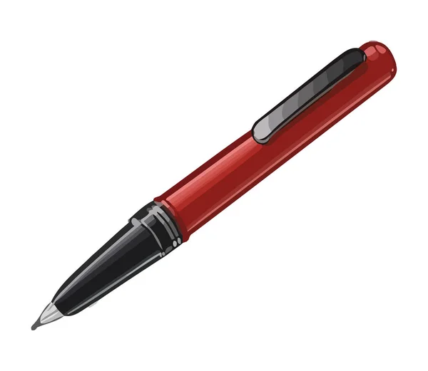 Roter Kugelschreiber Auf Weißem Papier Hintergrundsymbol Isoliert — Stockvektor