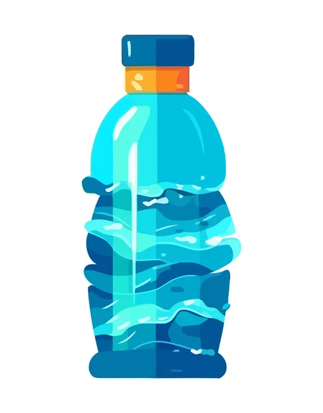 Blauwe Vloeistof Plastic Fles Verfrissend Drankje Pictogram Geïsoleerd — Stockvector