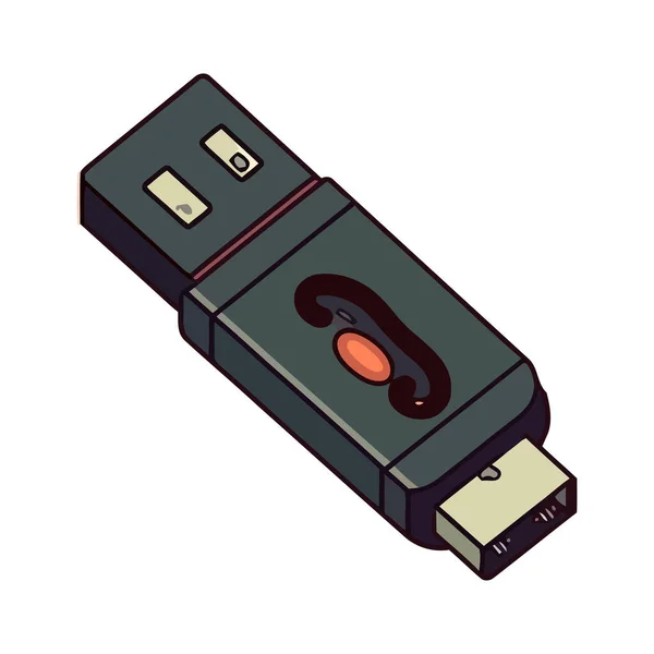 Usb Stick Stores Data Flat Design Icon Isolated — Stock Vector