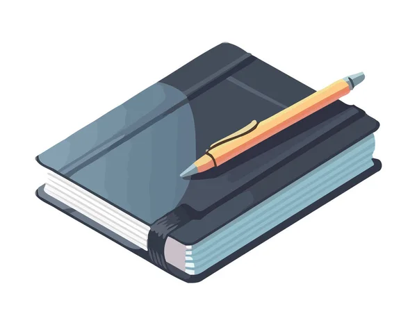 Textbook Studying Pen Icon Isolated — Stock Vector
